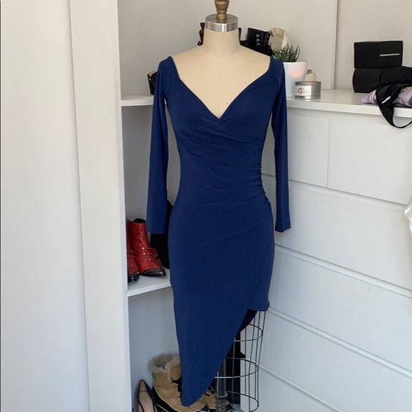 Missguided Dresses & Skirts - NWOT Missguided Blue Asymmetrical Wrap Dress Missguided Dresses & Skirts - NWOT Missguided Blue Asymmetrical Wrap Dress